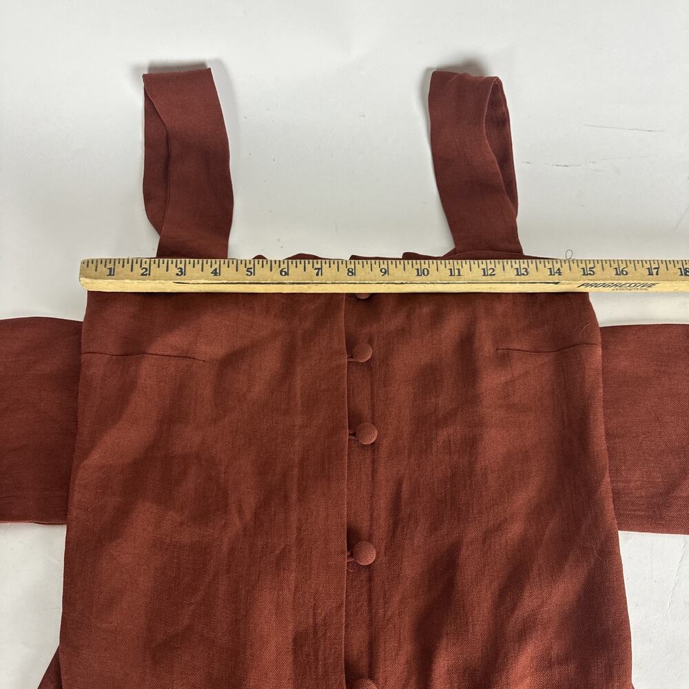 NANUSHKA RILEY BUTTON DOWN DRESS WITH FRINGE Size Small Red - Picture 9 of 13